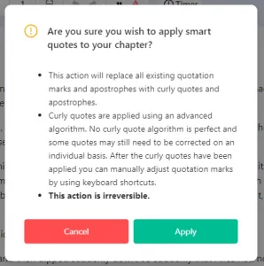 dialogue box for applying smart quotes in atticus