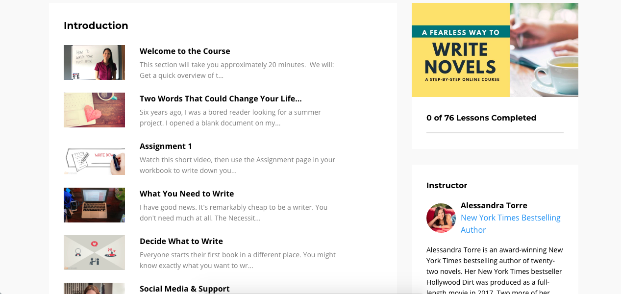 fearless way to write novels course screenshot