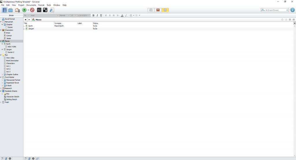 world building in scrivener