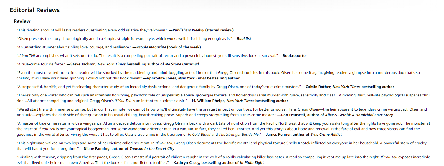Amazon Editorial Review Example