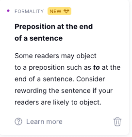 Grammarly preposition