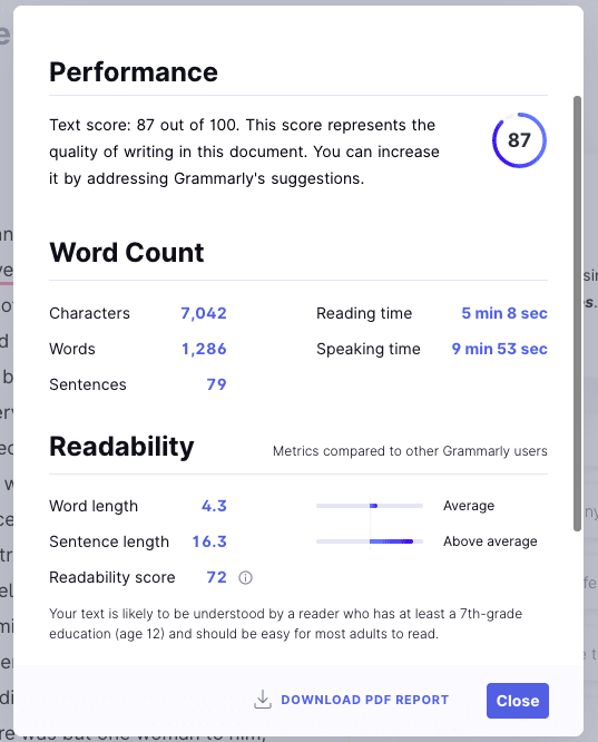 Grammarly reporting