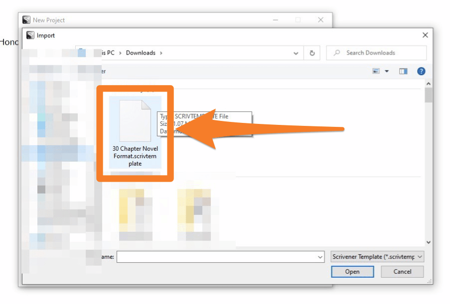 Where to find the Scrivener Template file.