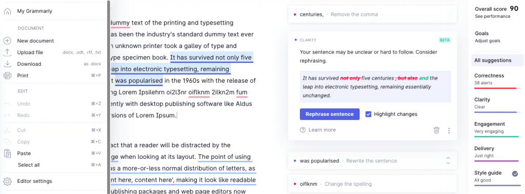 Grammarly browser