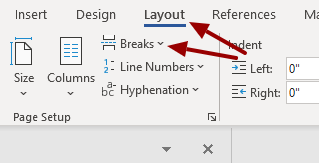Page breaks in Microsoft Word