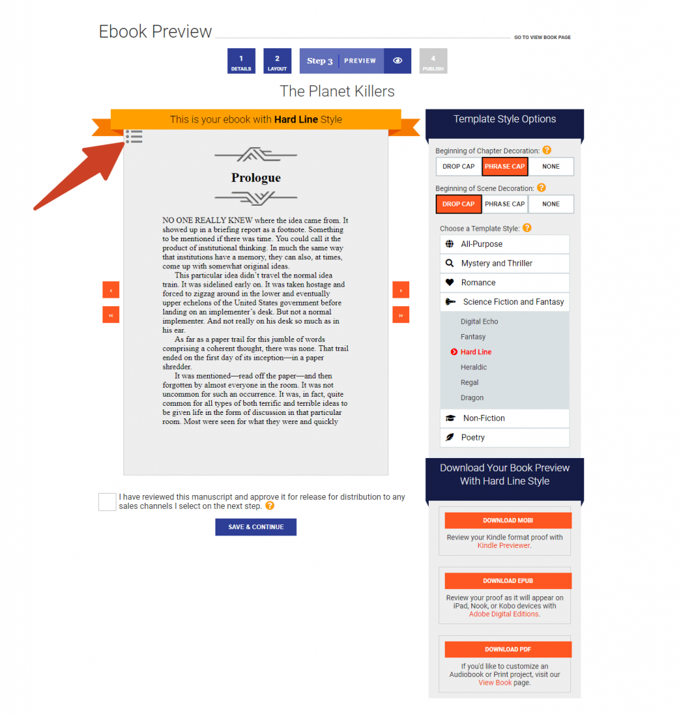 ebook previewer in Draft2Digital