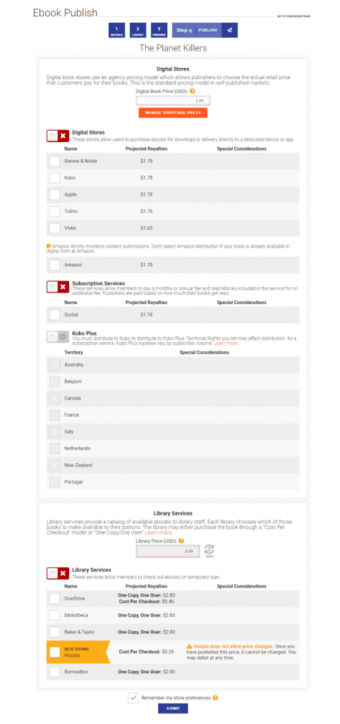 publishing an ebook in Draft2Digital