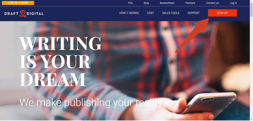Homepage for Draft2Digital or D2D