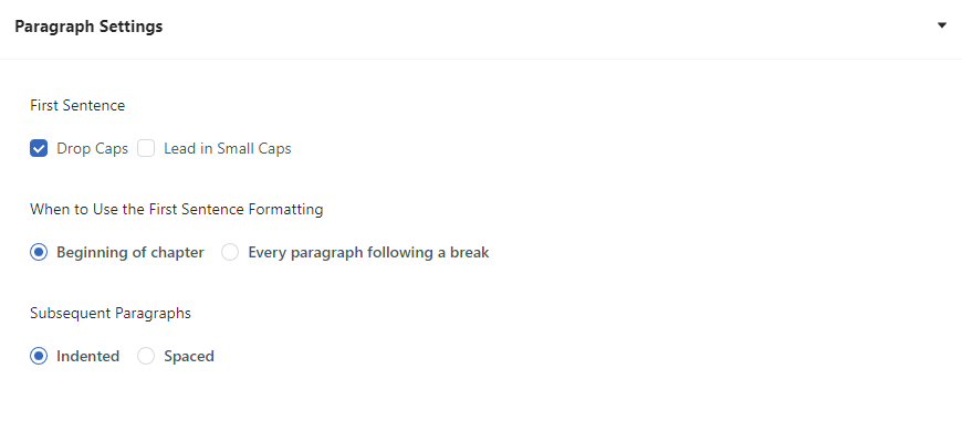 Paragraph Settings in Atticus