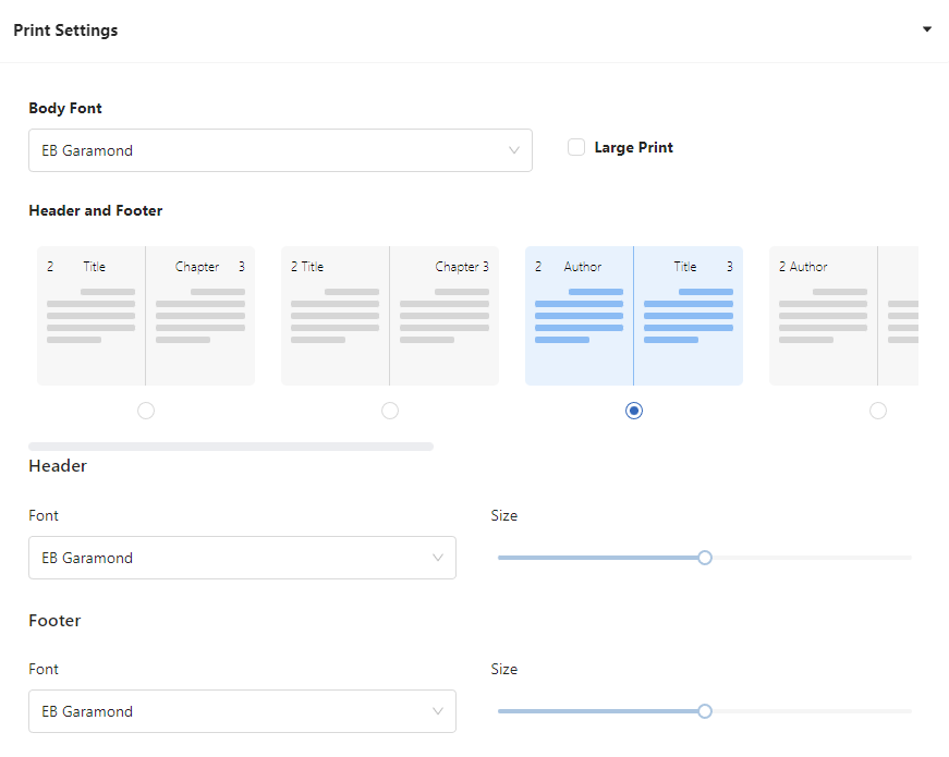 Print Settings in Atticus