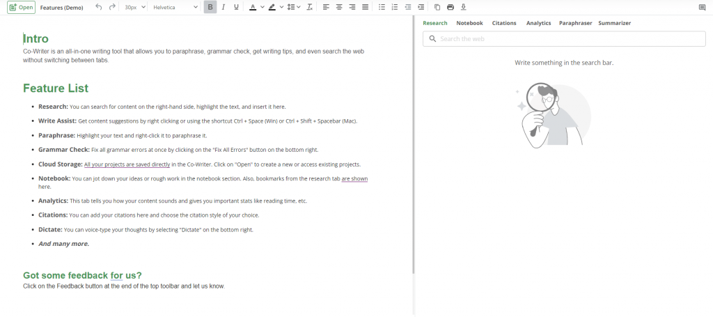 quillbot co-writer tool