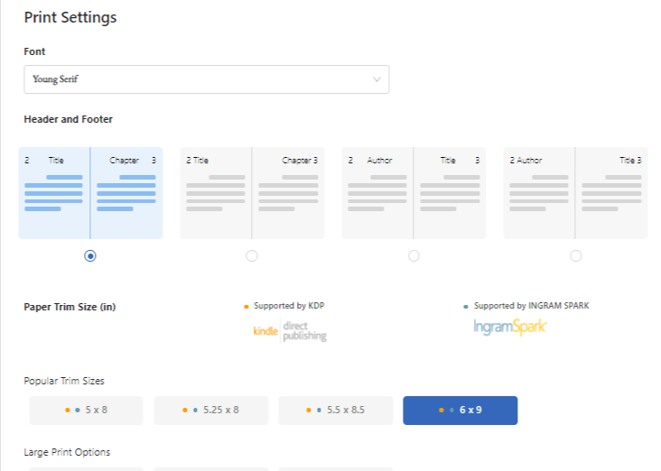 Atticus Print Settings