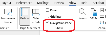 Navigation Option Word