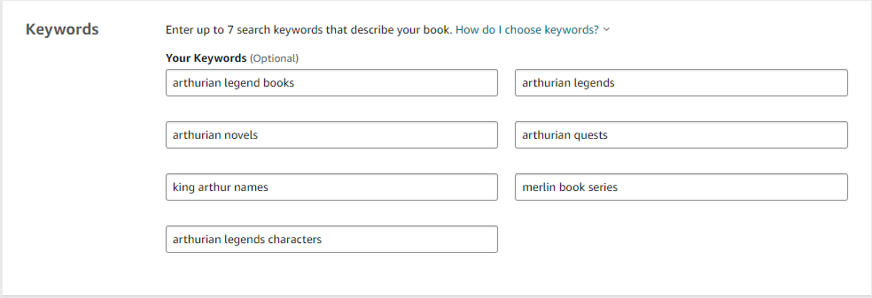 amazon keywords fields in amazon kdp