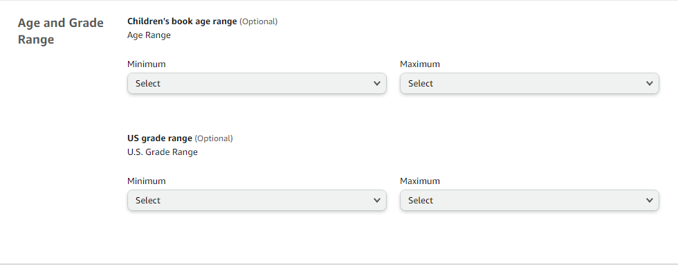 age range field in amazon kdp