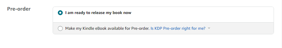 preorder field in amazon kdp
