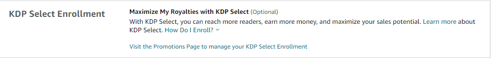 kdp select field in amazon kdp