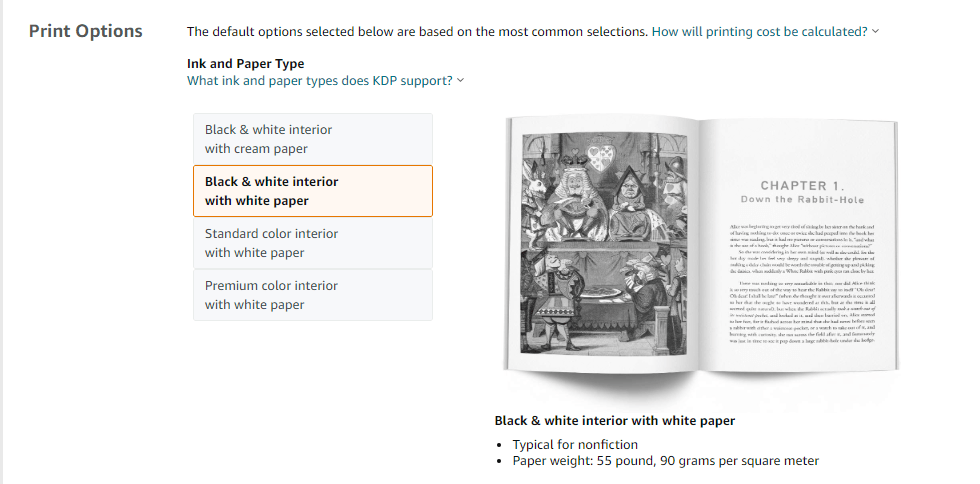 paperback interior in amazon kdp