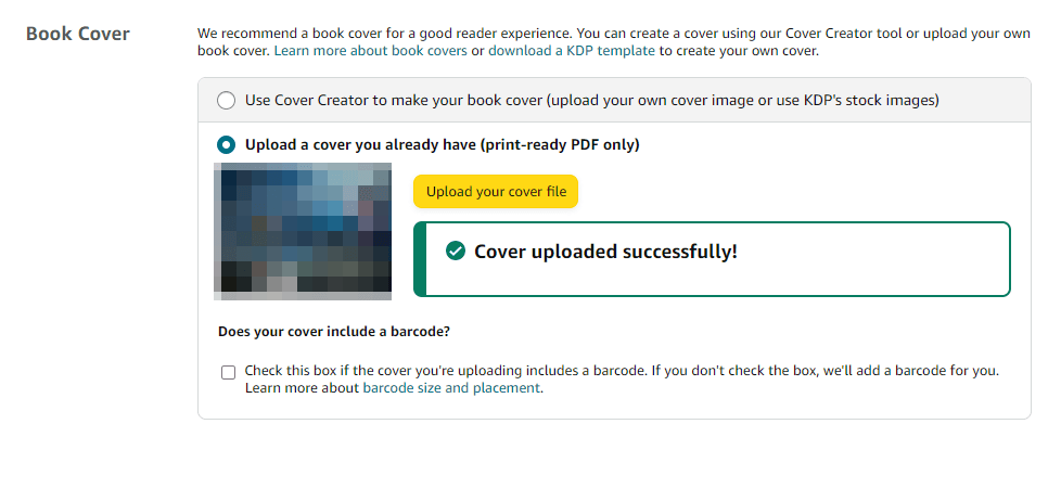 paperback size in amazon kdp
