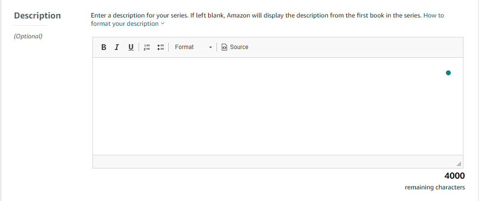 series description in amazon kdp