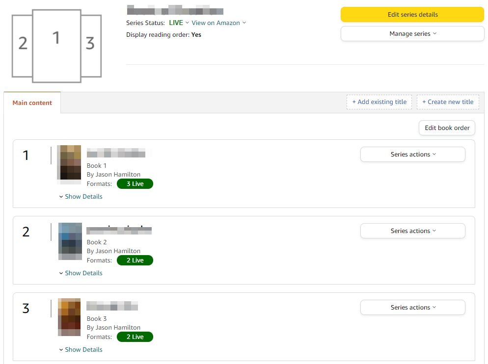 series page in amazon kdp