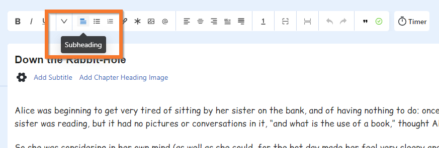 Subheadings in Atticus