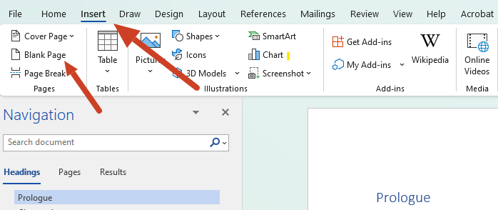 Insert Tab MS Word