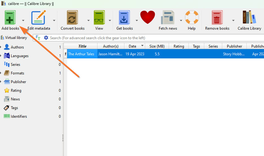 adding an ebook in calibre