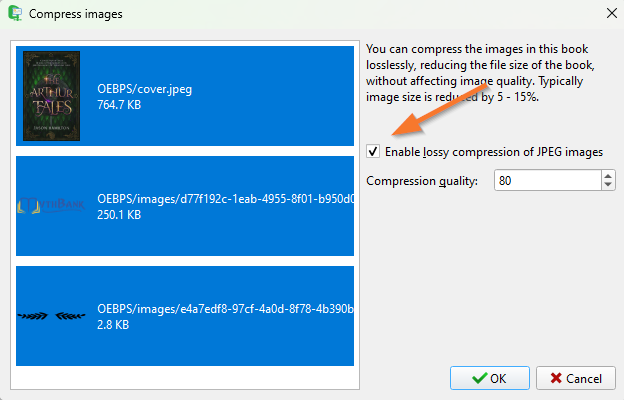 Compressing images dashboard in Calibre