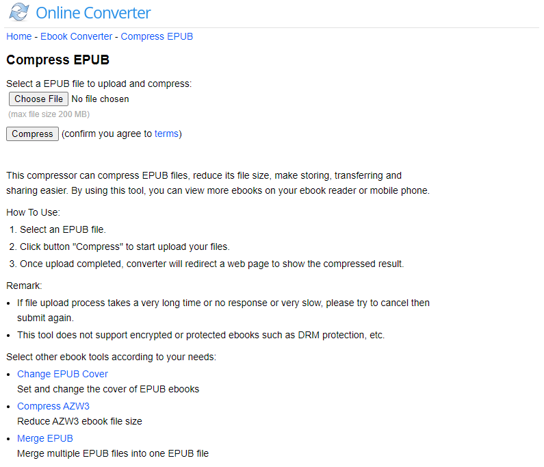 An online ebook compressor