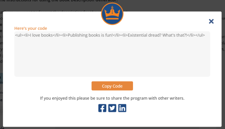 Kindlepreneur Free Amazon Book Description Generator