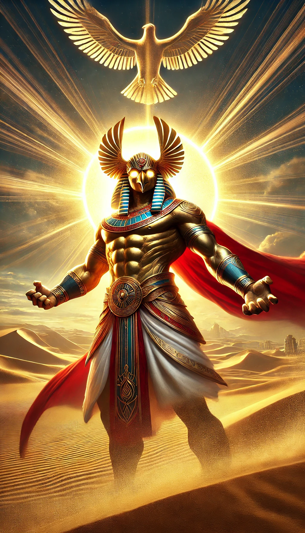 Dall-E image of a falcon-headed Egyptian god.