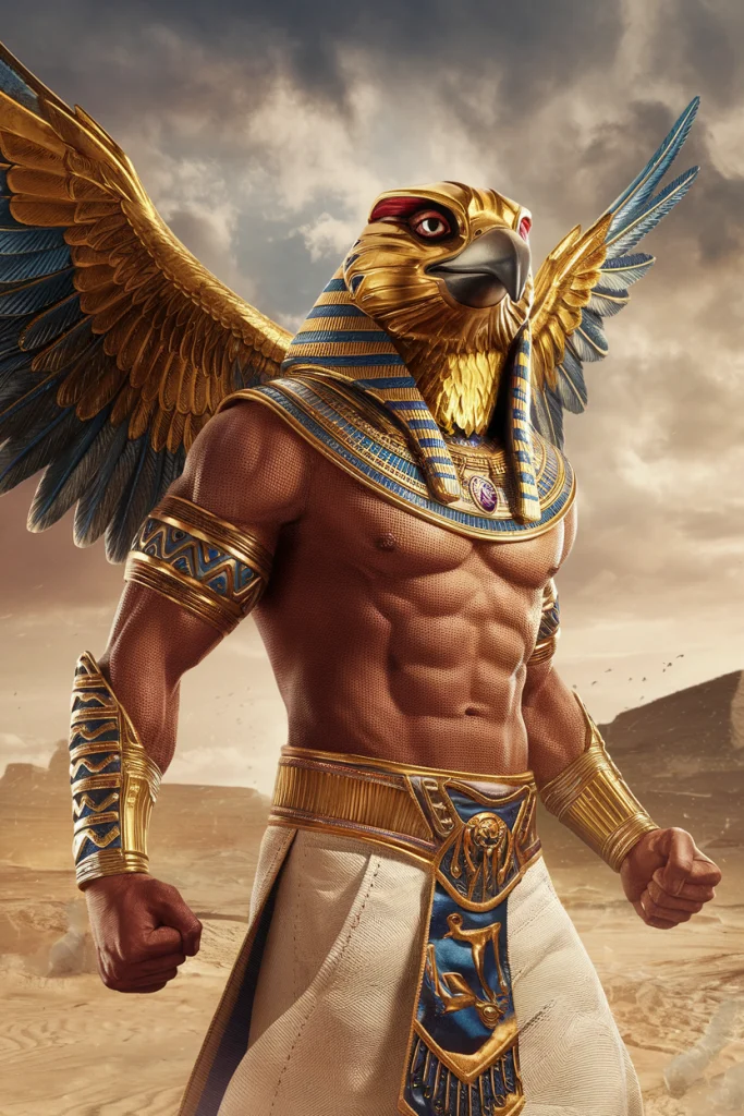 Ideogram image of a falcon-headed Egyptian god.