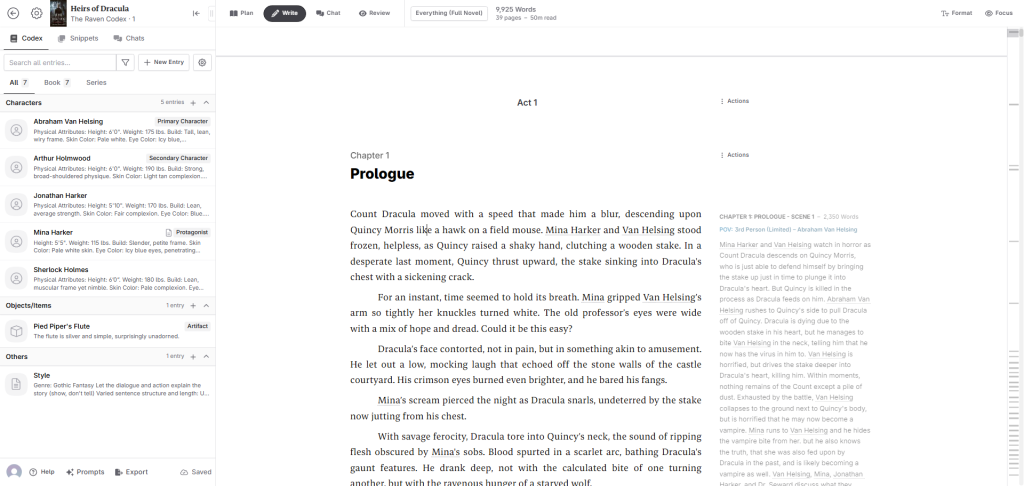 Novelcrafter Writing View