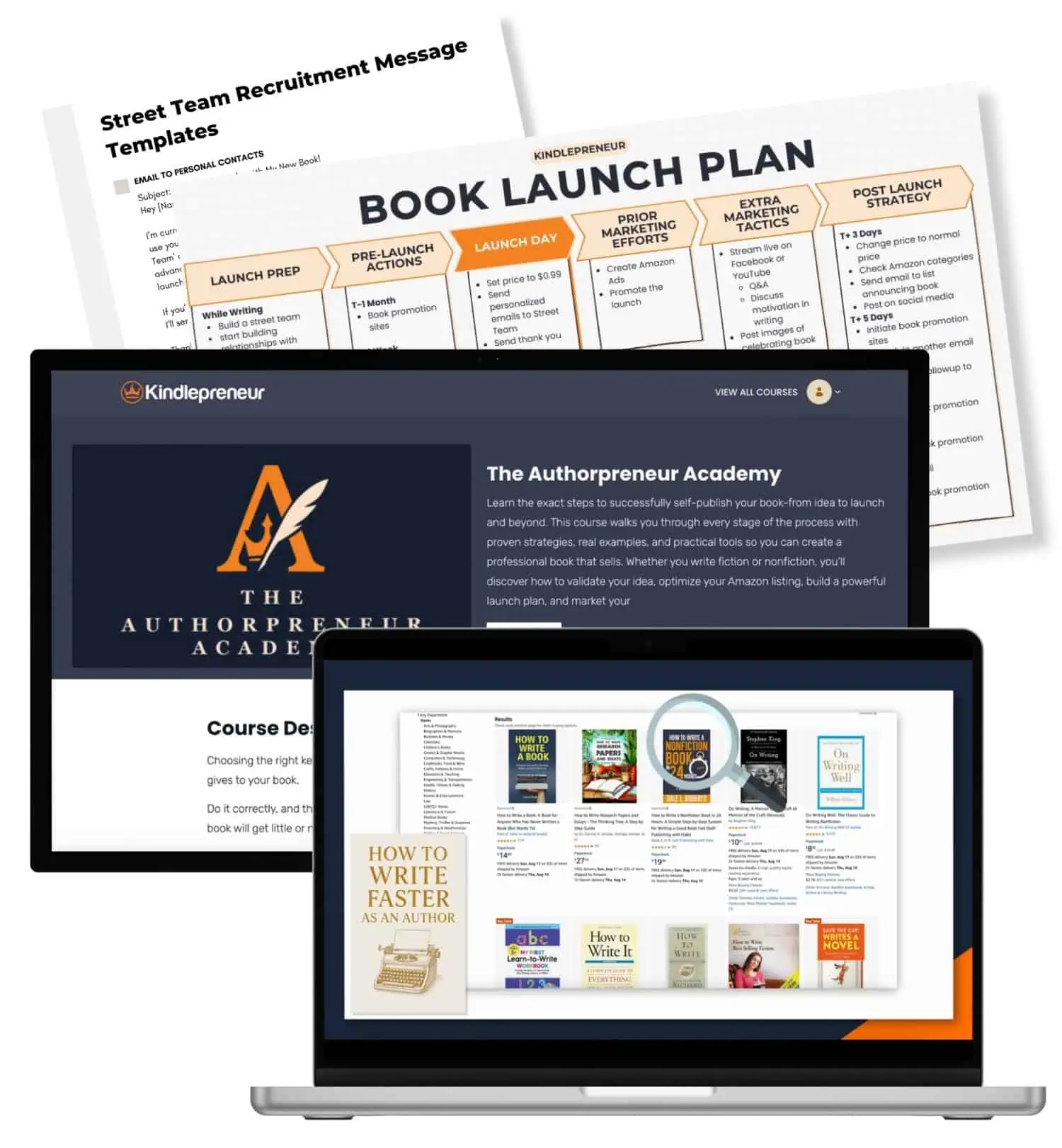 Mockup images of Authorpreneur Academy on multiple devices
