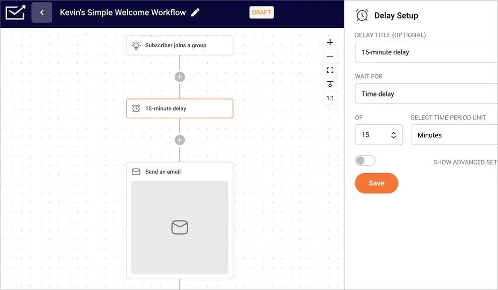 Screenshot of Sender's automation builder