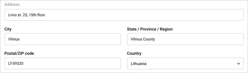 Address that Sender lets paid customers use in the footer of their emails